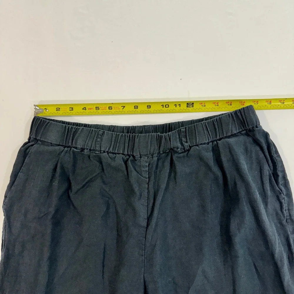 Quince 100% Linen Wide Leg Pants Womens XL Black Elastic Waist | Coastal Core
